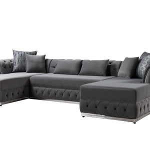 Jessie Gray Velvet  Double Chaise 138