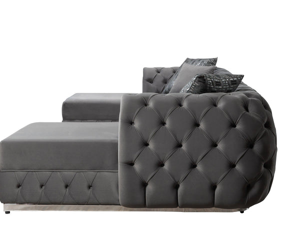 Jessie Gray Velvet  Double Chaise 138