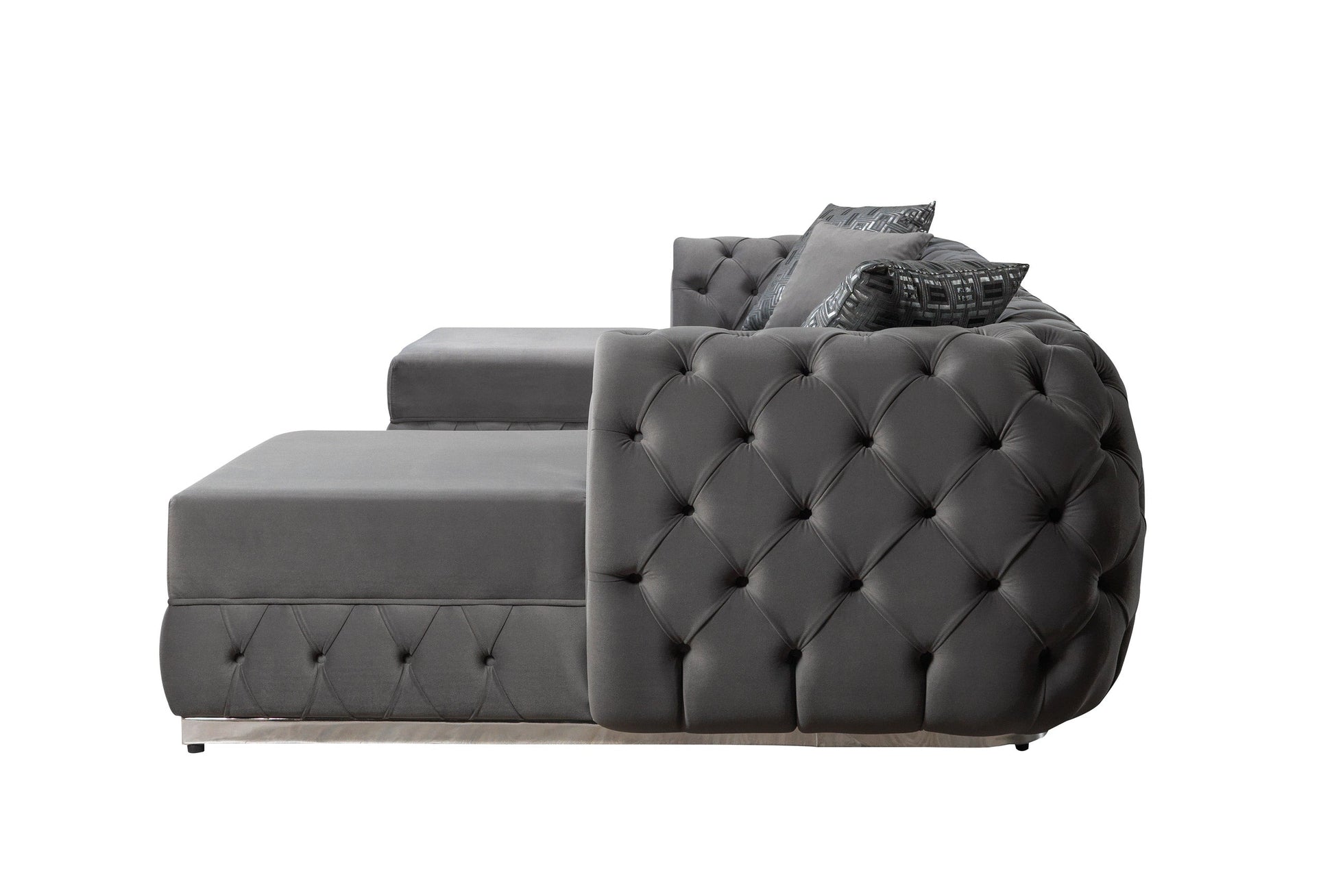 Jessie Gray Velvet  Double Chaise 138" Sectional