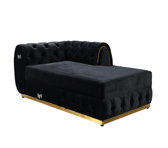 Jessie Black Velvet  Double Chaise 138