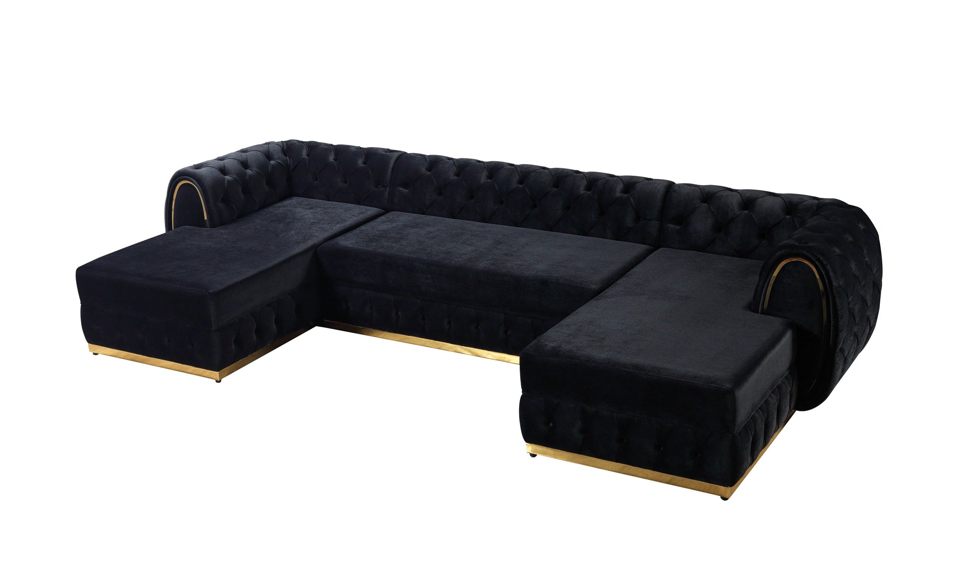 Jessie Black Velvet  Double Chaise 138" Sectional