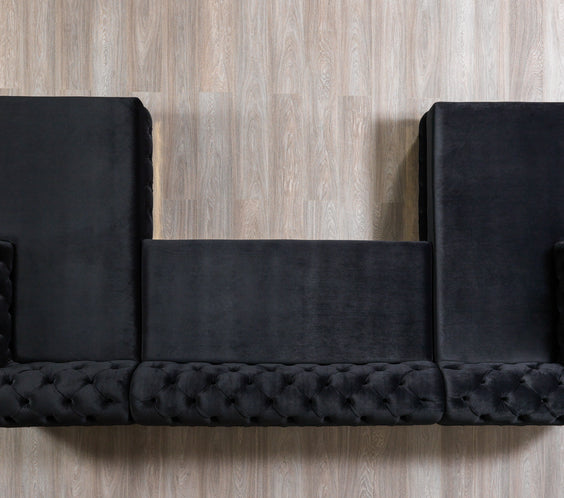Jessie Black Velvet  Double Chaise 138