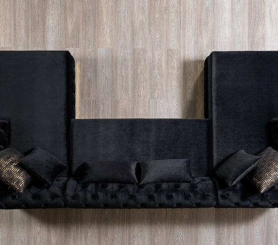 Jessie Black Velvet  Double Chaise 138