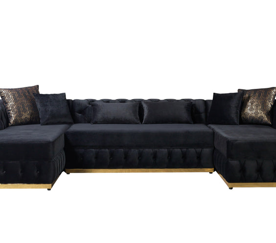 Jessie Black Velvet  Double Chaise 138