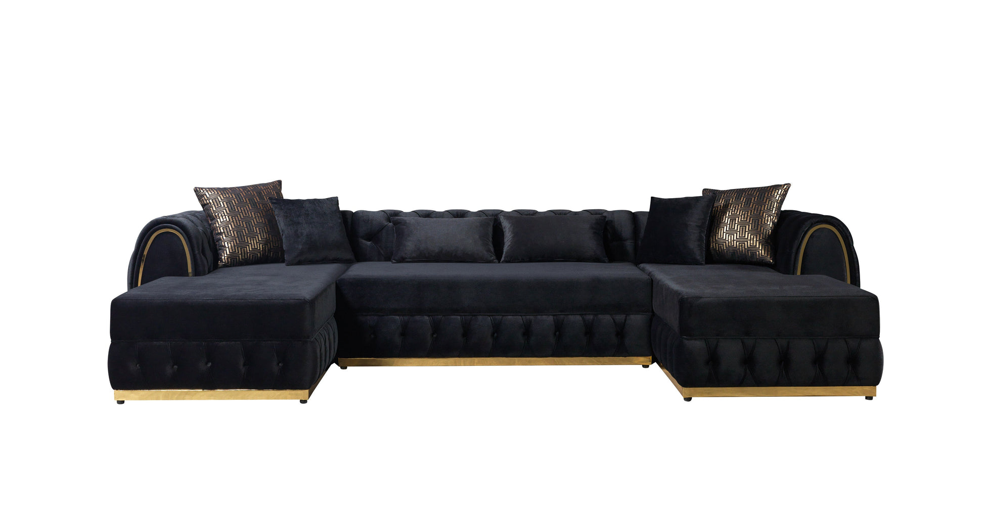 Jessie Black Velvet  Double Chaise 138" Sectional