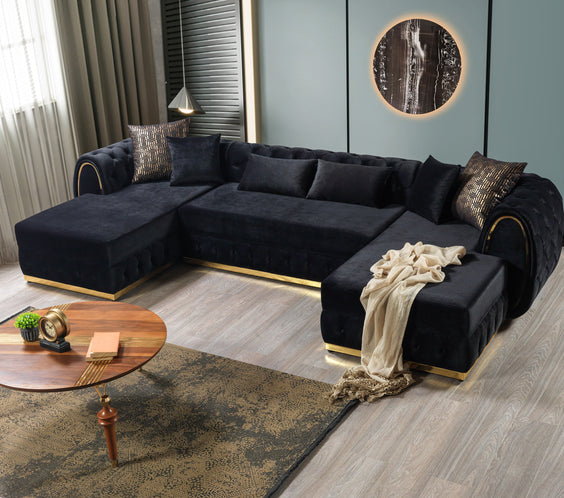 Jessie Black Velvet  Double Chaise 138