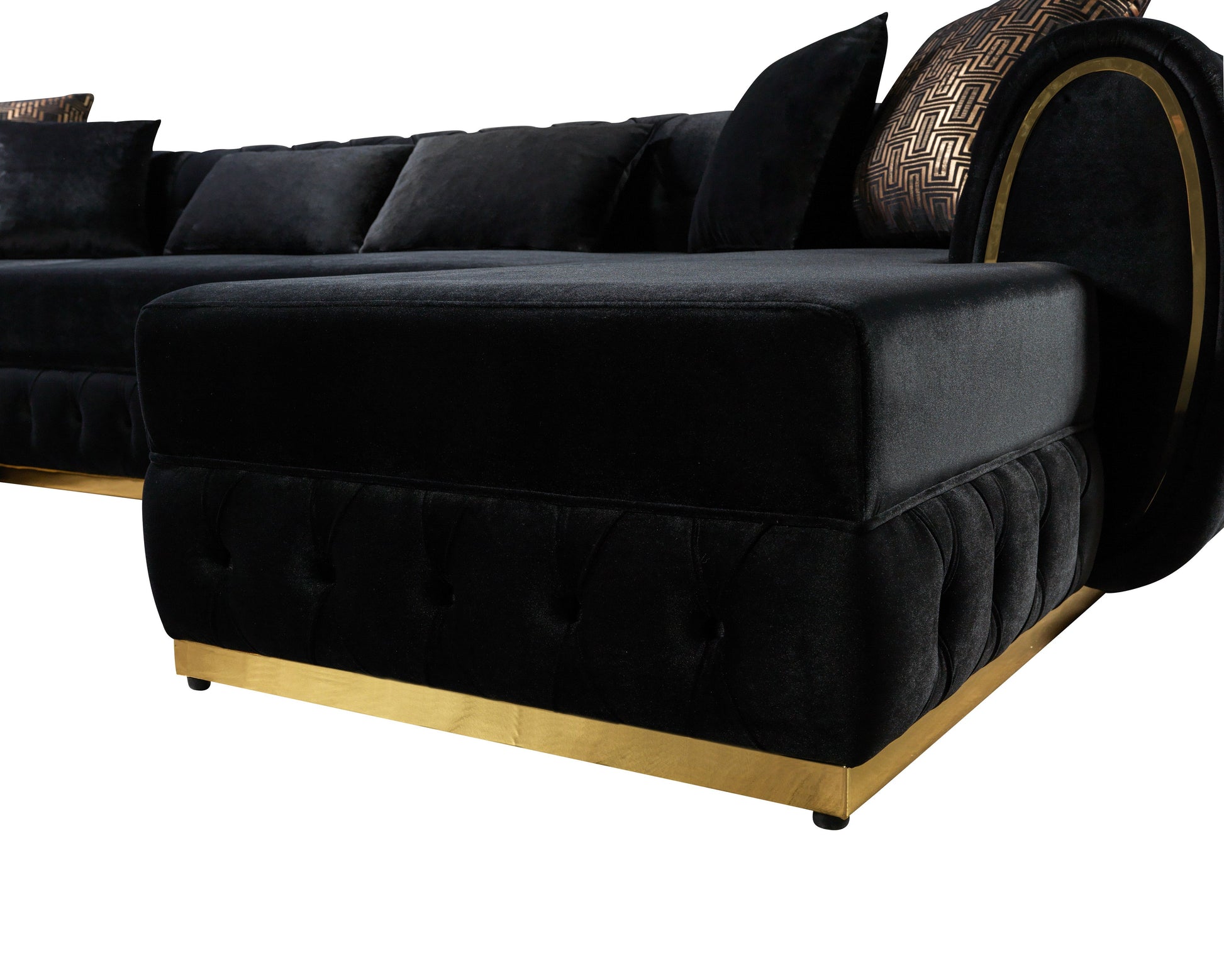 Jessie Black Velvet  Double Chaise 138" Sectional