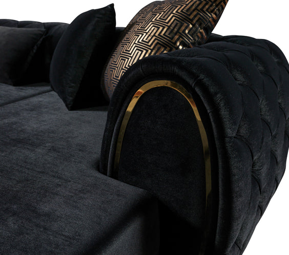 Jessie Black Velvet  Double Chaise 138