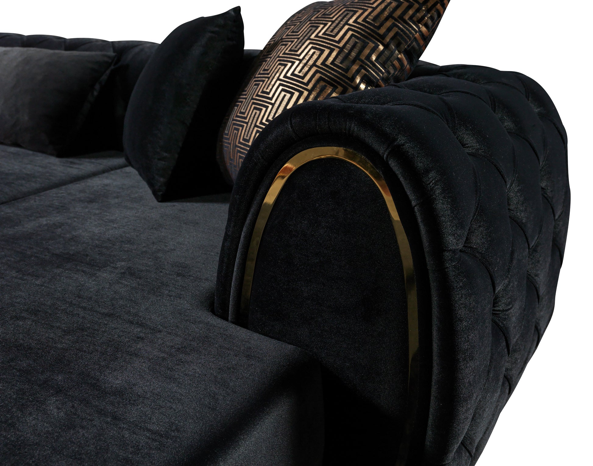 Jessie Black Velvet  Double Chaise 138" Sectional