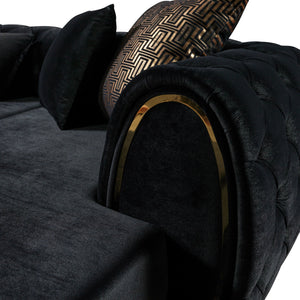 Jessie Black Velvet  Double Chaise 138