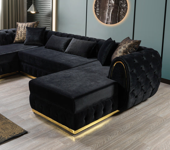 Jessie Black Velvet  Double Chaise 138