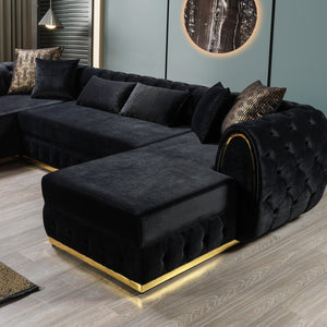 Jessie Black Velvet  Double Chaise 138