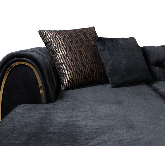 Jessie Black Velvet  Double Chaise 138