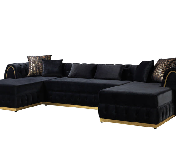 Jessie Black Velvet  Double Chaise 138