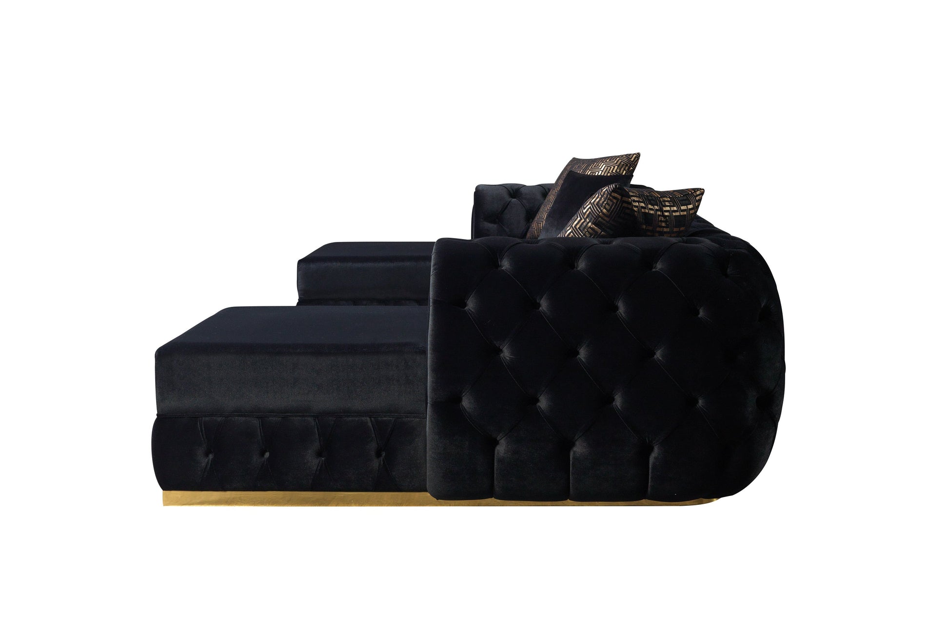 Jessie Black Velvet  Double Chaise 138" Sectional