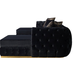 Jessie Black Velvet  Double Chaise 138