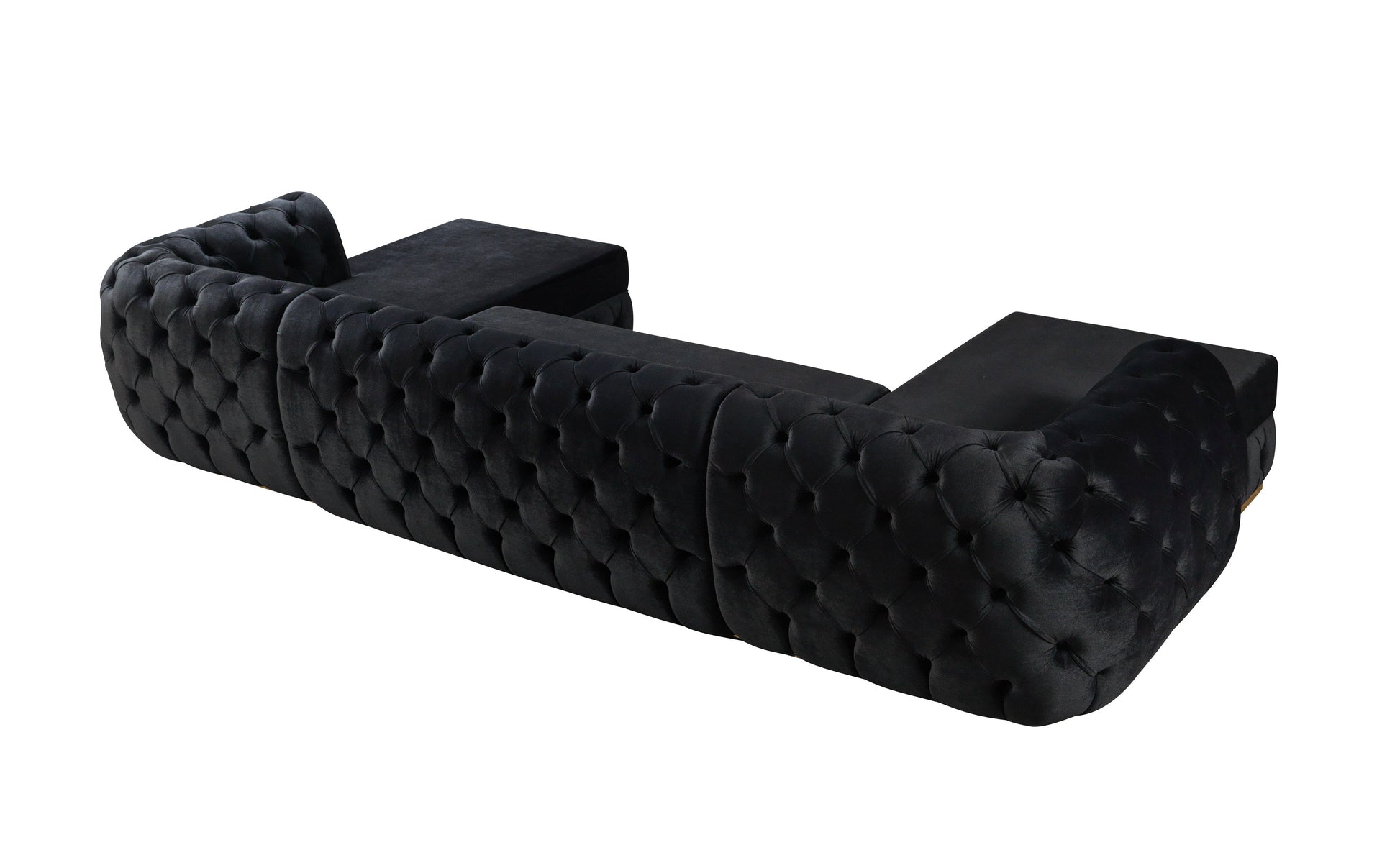 Jessie Black Velvet  Double Chaise 138" Sectional