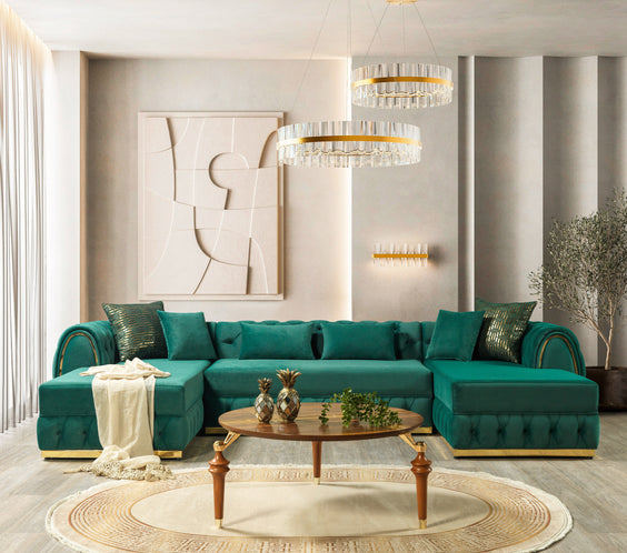 Jessie Green Velvet  Double Chaise 138