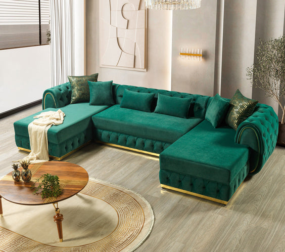Jessie Green Velvet  Double Chaise 138