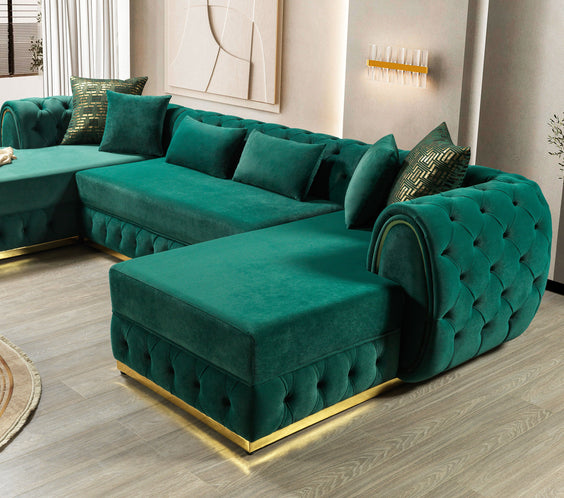 Jessie Green Velvet  Double Chaise 138