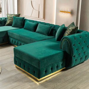 Jessie Green Velvet  Double Chaise 138