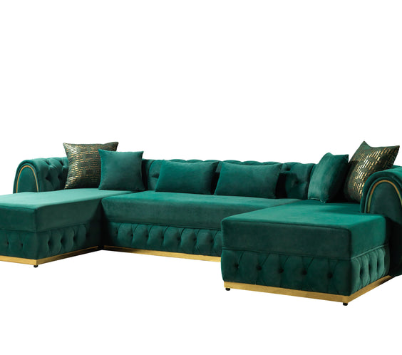 Jessie Green Velvet  Double Chaise 138