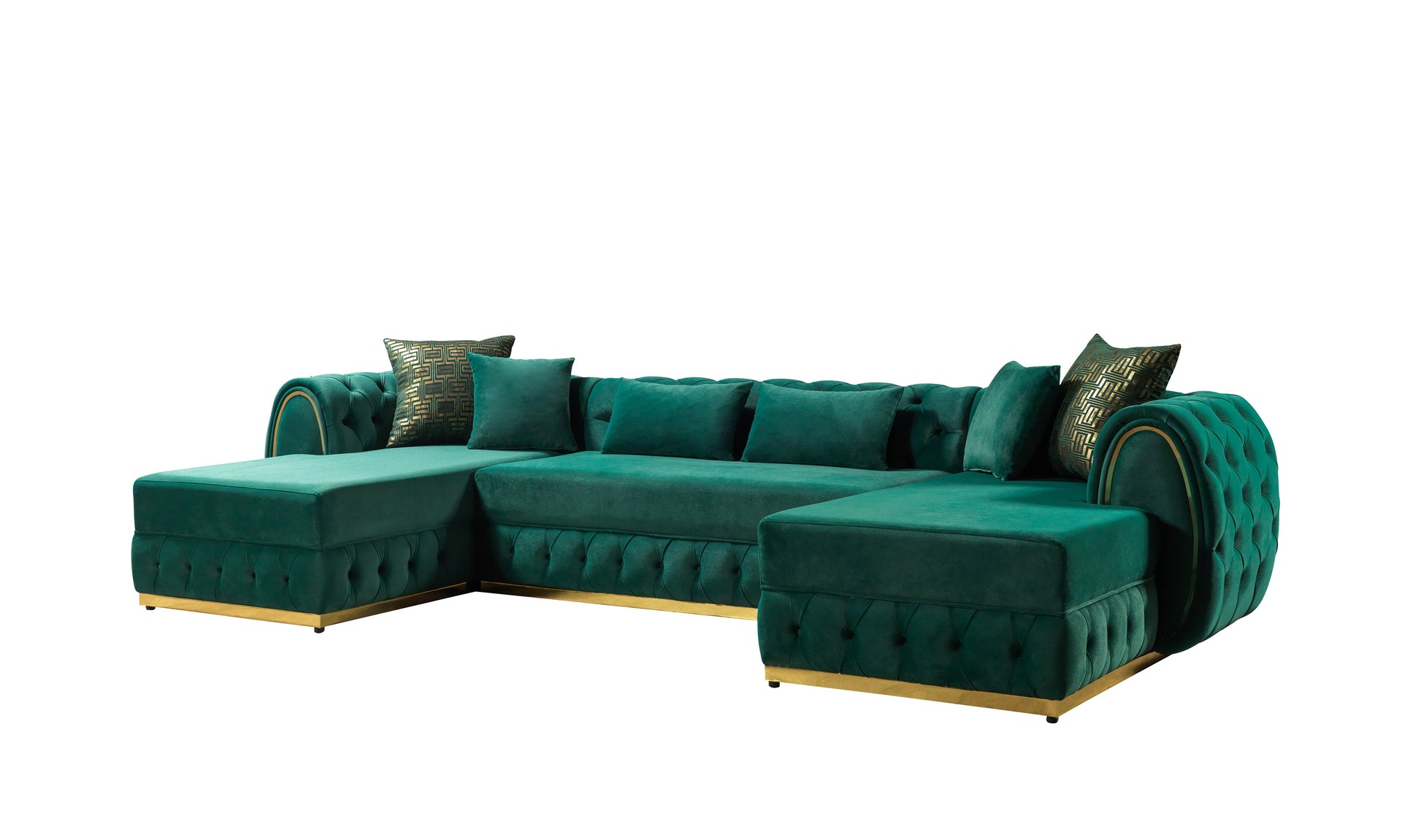 Jessie Green Velvet  Double Chaise 138" Sectional