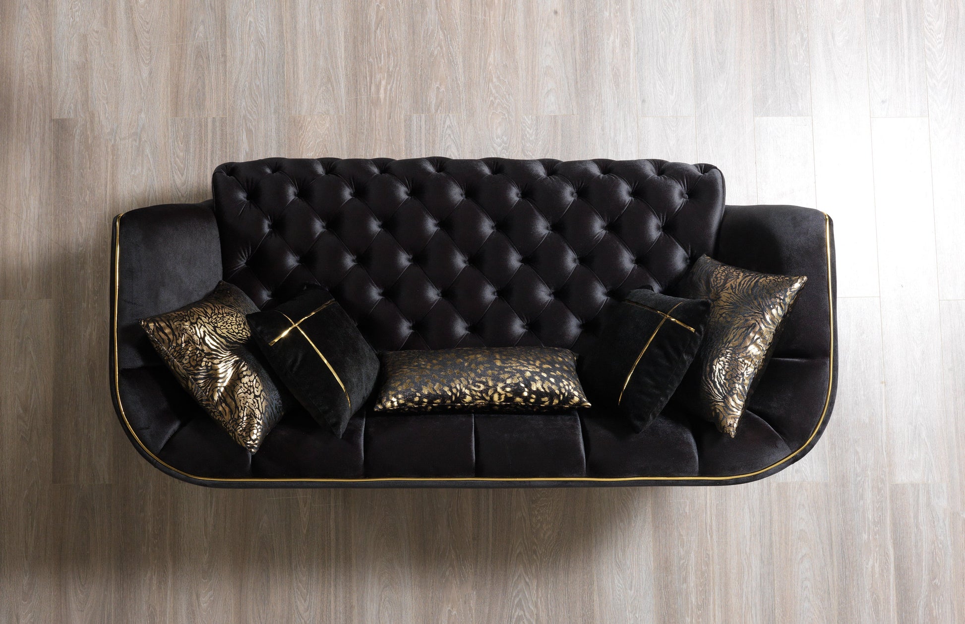 Daphne Black Velvet Sofa 95" & Loveseat 79"