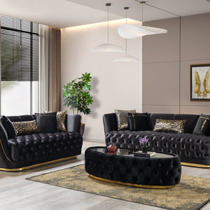 Daphne Black Velvet Sofa 95