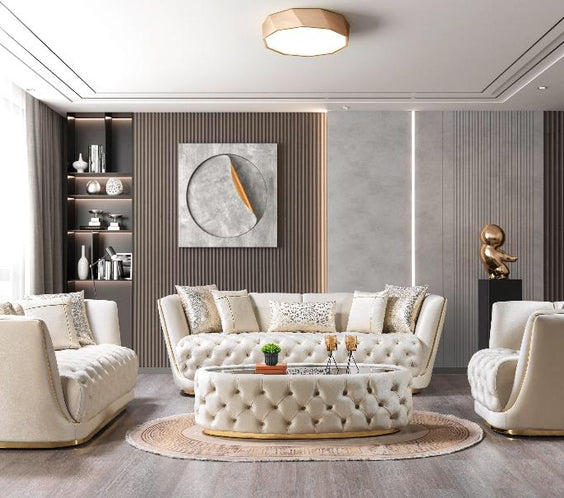 Daphne Ivory Velvet Sofa & Loveseat