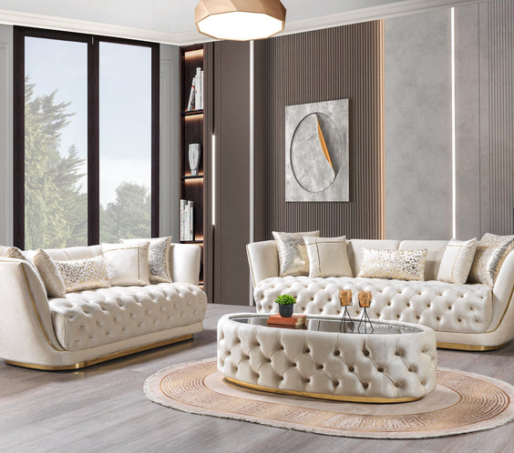 Daphne Ivory Velvet Sofa & Loveseat