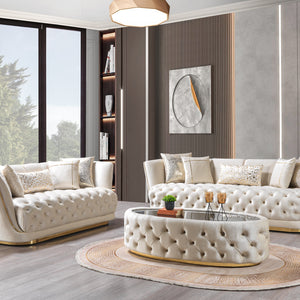 Daphne Ivory Velvet Sofa & Loveseat