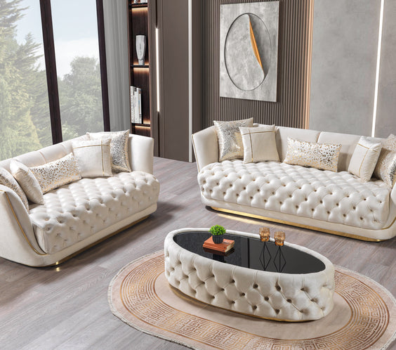 Daphne Ivory Velvet Sofa & Loveseat