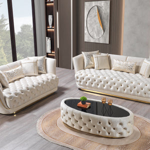 Daphne Ivory Velvet Sofa & Loveseat