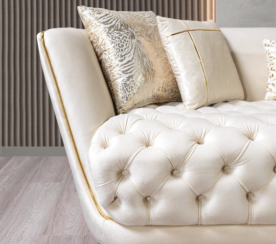 Daphne Ivory Velvet Sofa & Loveseat