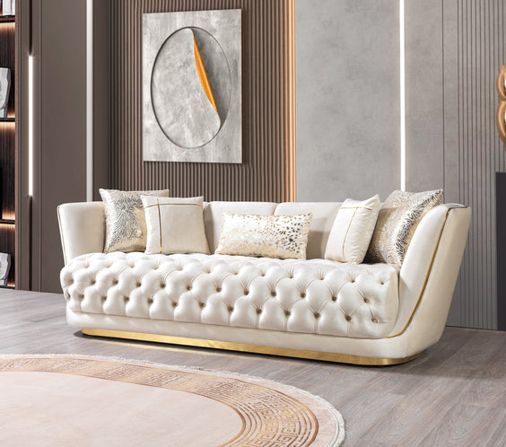 Daphne Ivory Velvet Sofa & Loveseat