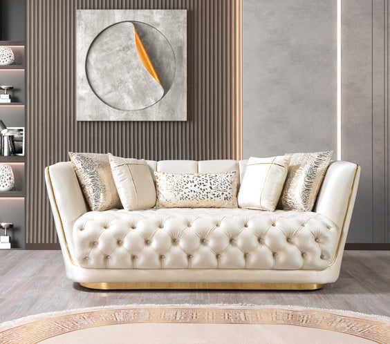 Daphne Ivory Velvet Sofa & Loveseat