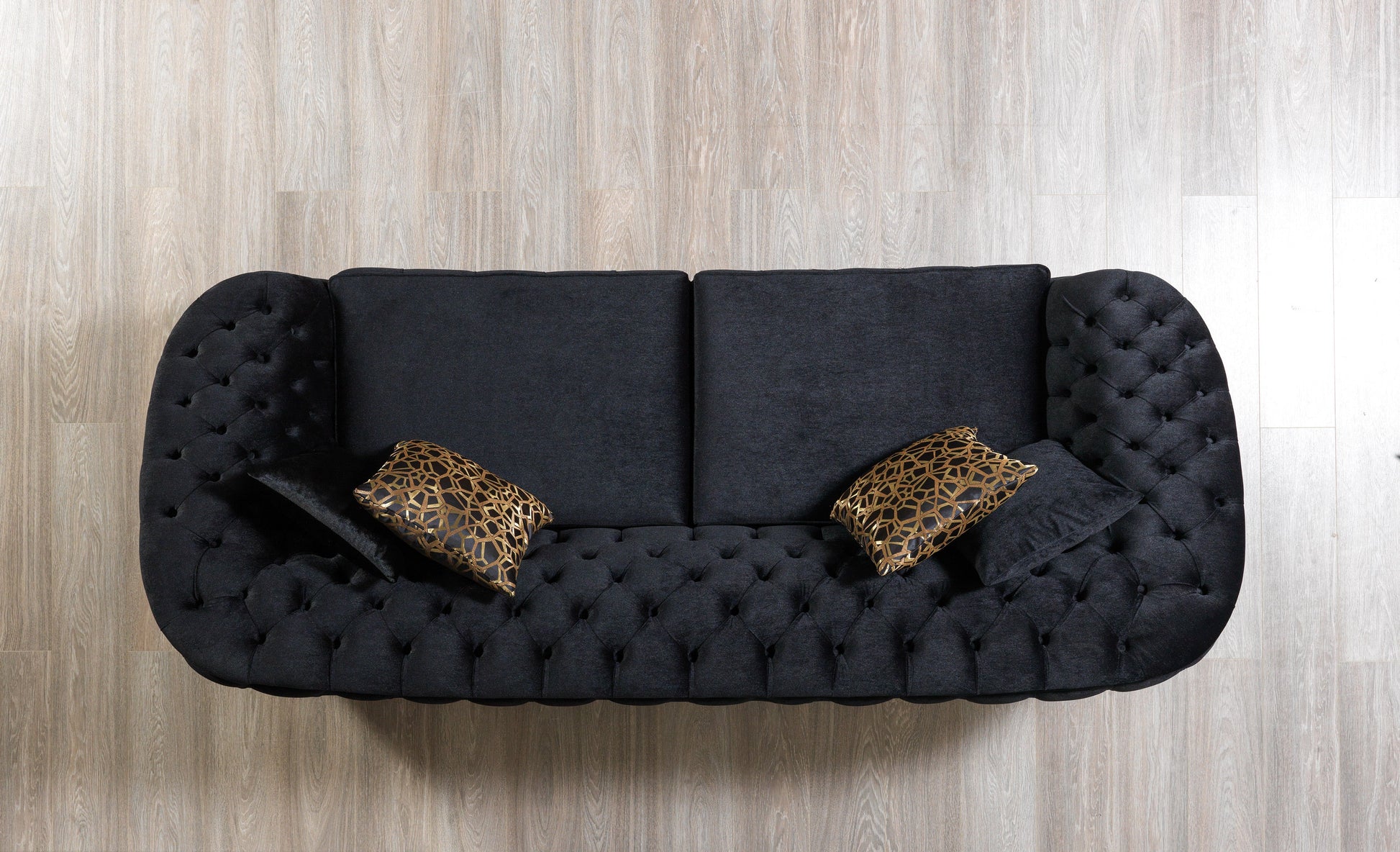 Lupino Black Velvet Sofa 95" & Loveseat 82"