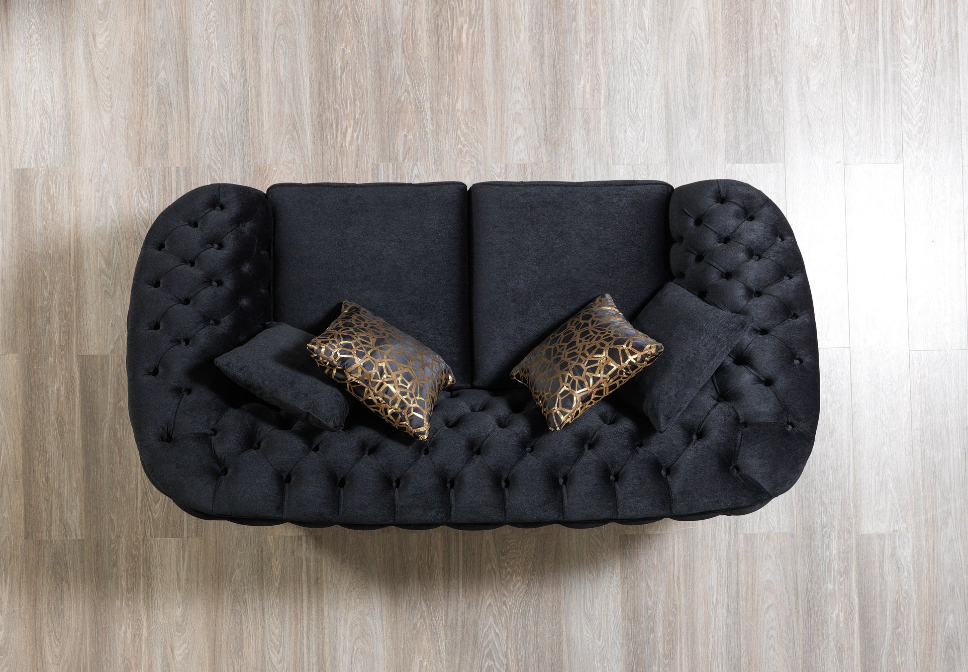 Lupino Black Velvet Sofa 95" & Loveseat 82"