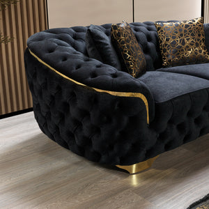 Lupino Black Velvet Sofa 95