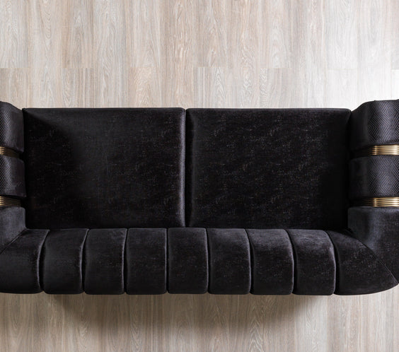 Santana Black Velvet Sofa 89