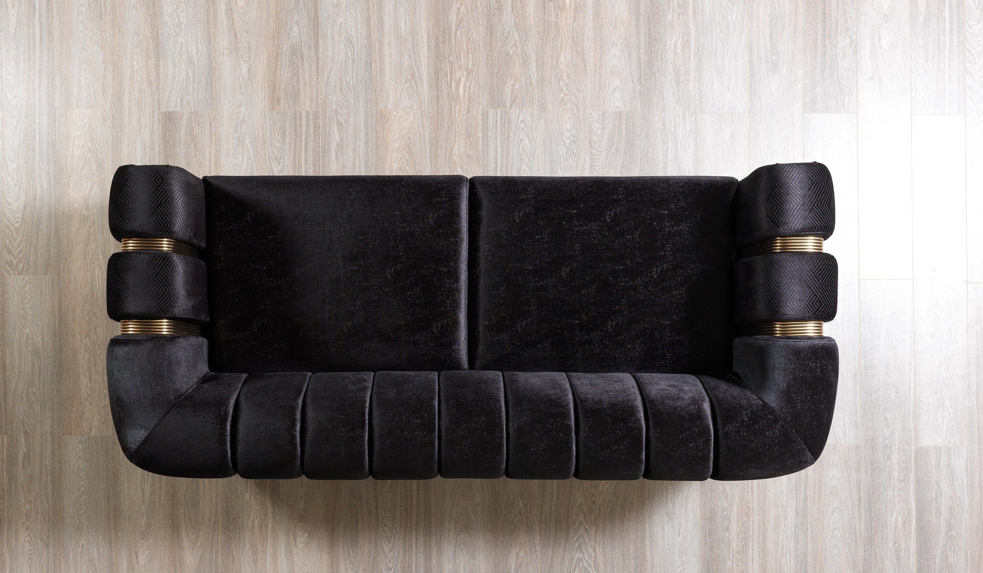 Santana Black Velvet Sofa 89" & Loveseat 69"