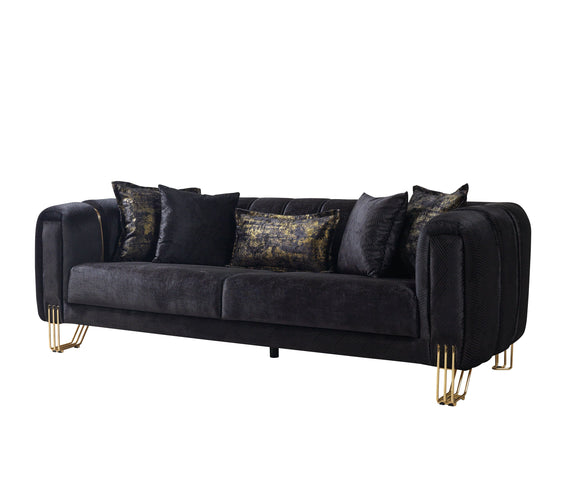 Santana Black Velvet Sofa 89