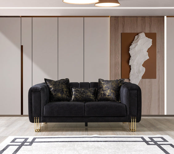 Santana Black Velvet Sofa 89