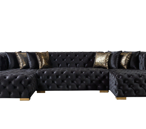 Neva Black Velvet Double Chaise 138