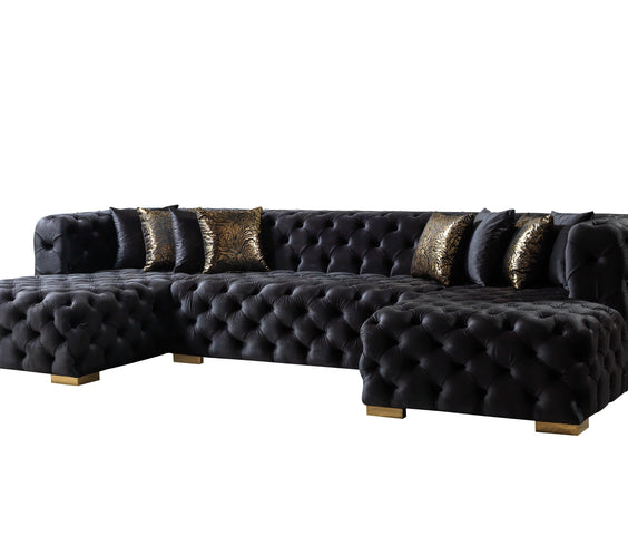 Neva Black Velvet Double Chaise 138
