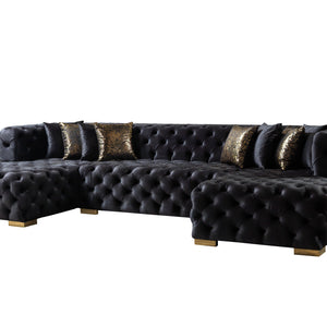 Neva Black Velvet Double Chaise 138