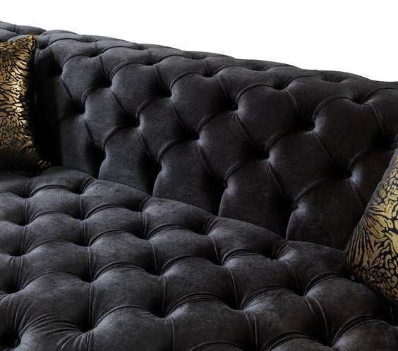 Neva Black Velvet Double Chaise 138