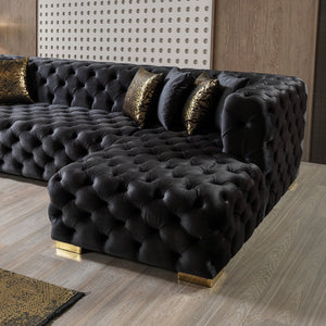 Neva Black Velvet Double Chaise 138