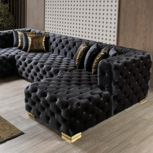 Neva Black Velvet Double Chaise 138